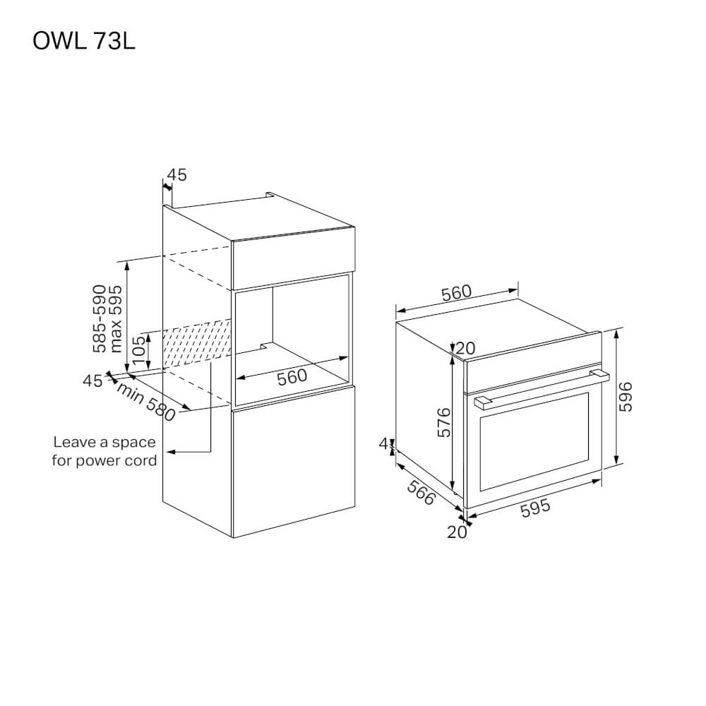 ชุดเซต เตาอบแบบฝัง + เตาอบไมโครเวฟมัลติฟังก์ชั่น EVE OWL 73L ขนาด 60 ซม. + ORIS 45CM ขนาด 45 ซม._2